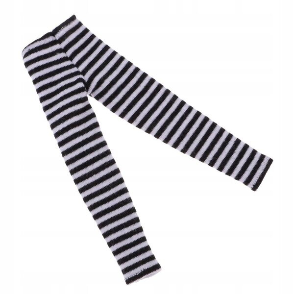 Gestreifte Leggings für 12-Zoll-Puppen – lange schwarze Wintersocken