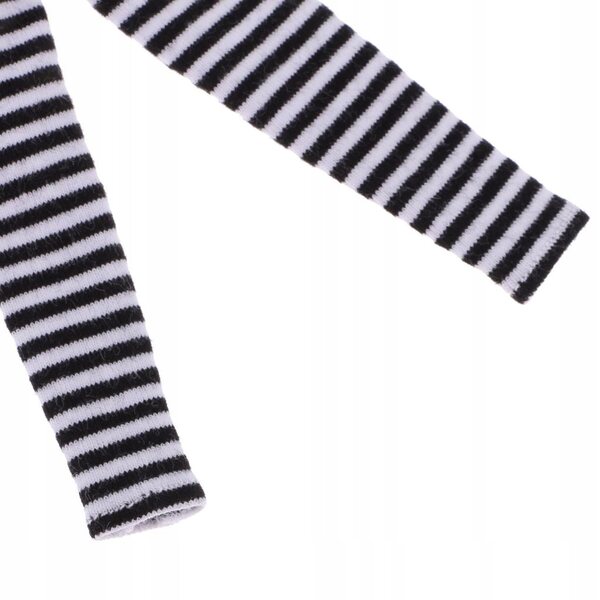 Gestreifte Leggings für 12-Zoll-Puppen – lange schwarze Wintersocken