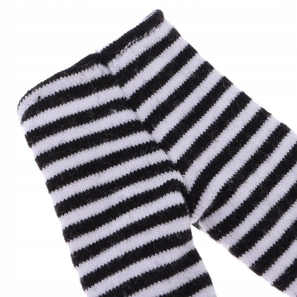 Gestreifte Leggings für 12-Zoll-Puppen – lange schwarze Wintersocken