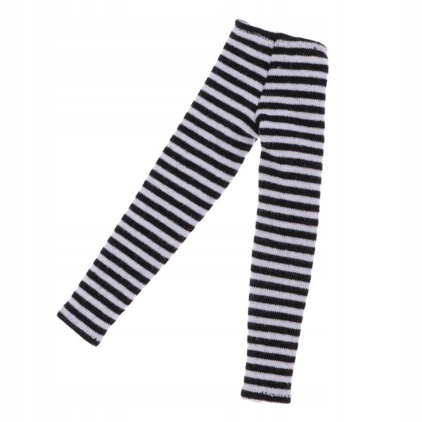 Gestreifte Leggings für 12-Zoll-Puppen – lange schwarze Wintersocken