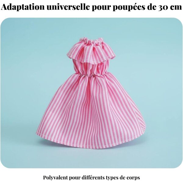 Qianly Abito per Bambola 30 cm Design a Righe Ondulate Stile Carino e Colorato