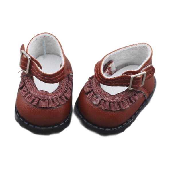Elegante 17 cm große Puppenschuhe aus braunem PU-Material für Kinder