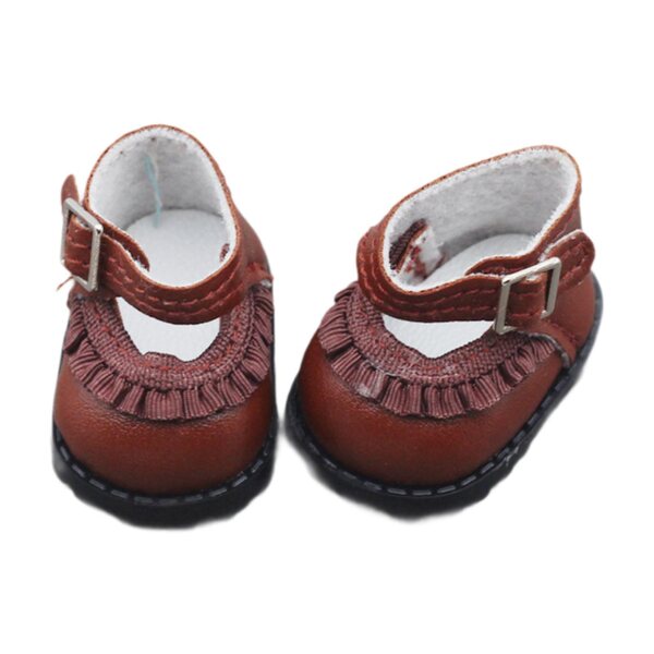 Elegante 17 cm große Puppenschuhe aus braunem PU-Material für Kinder