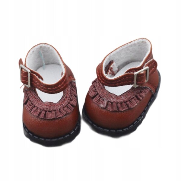 Elegante 17 cm große Puppenschuhe aus braunem PU-Material für Kinder