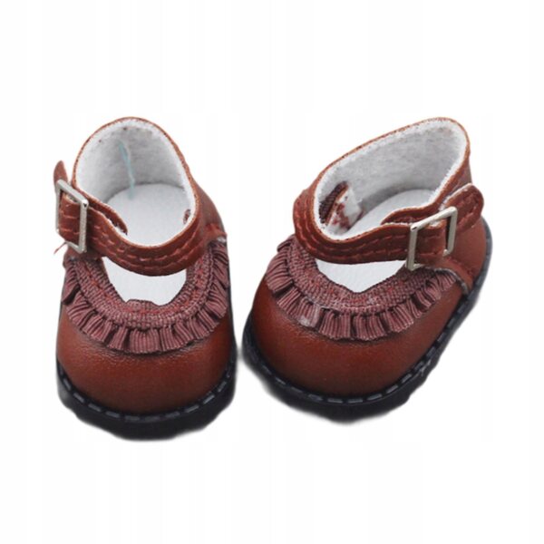 Elegante 17 cm große Puppenschuhe aus braunem PU-Material für Kinder