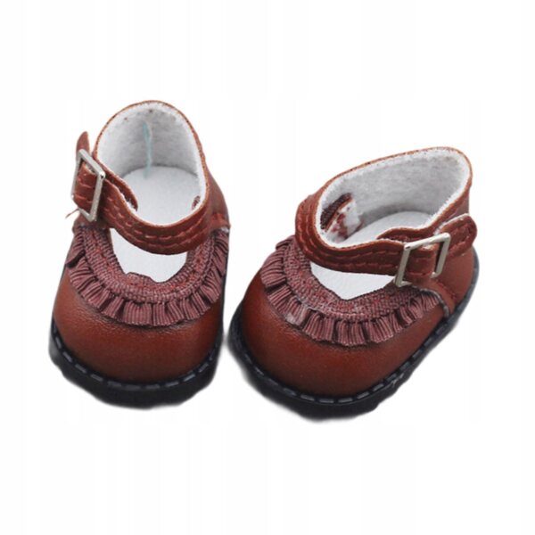 Elegante 17 cm große Puppenschuhe aus braunem PU-Material für Kinder