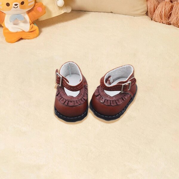 Elegante 17 cm große Puppenschuhe aus braunem PU-Material für Kinder