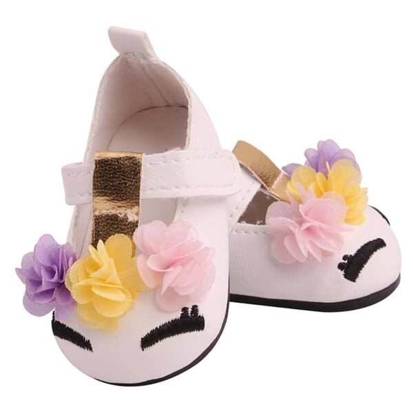 18-Zoll-PU-Puppenschuhe mit stilvollem weißen Knöchelriemen