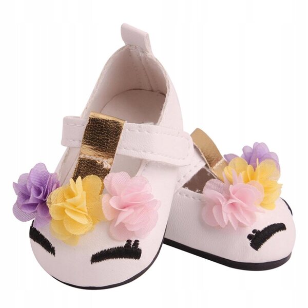 18-Zoll-PU-Puppenschuhe mit stilvollem weißen Knöchelriemen