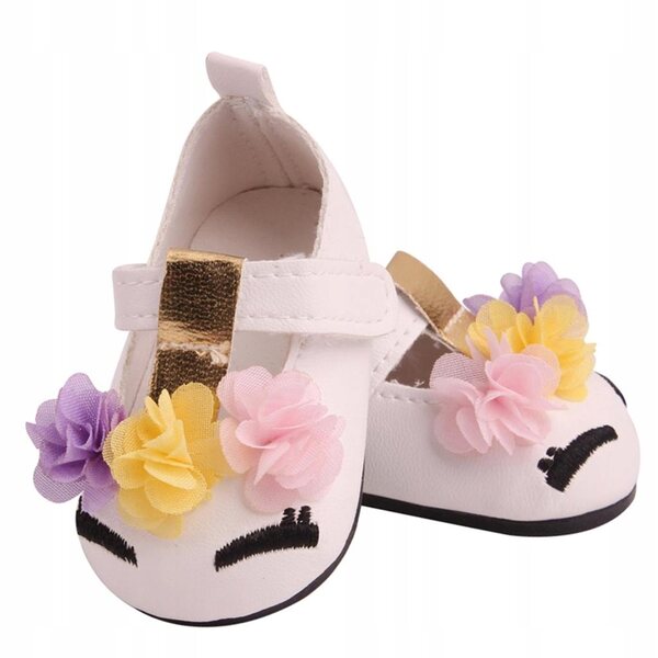 18-Zoll-PU-Puppenschuhe mit stilvollem weißen Knöchelriemen