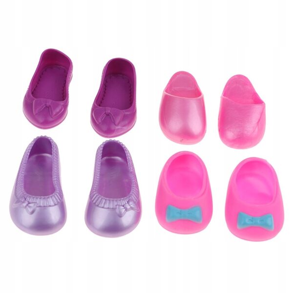 4 Paar Mellchan-Puppenschuhe, 25 cm, bunte Sandalen und Hausschuhe