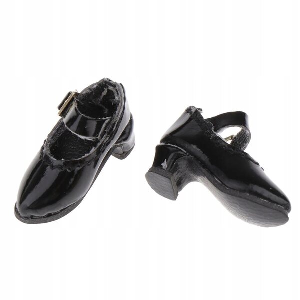 Scarpe nere con tacco alto in PU per bambole OB11 1/12 - Accessori moda