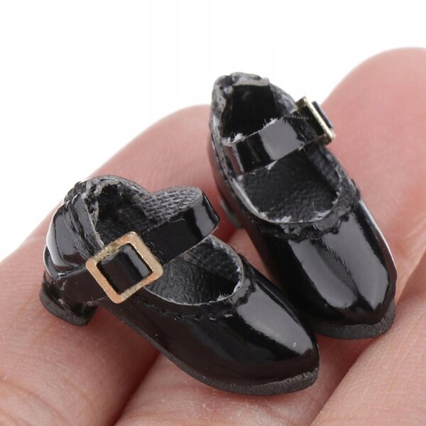 Scarpe nere con tacco alto in PU per bambole OB11 1/12 - Accessori moda