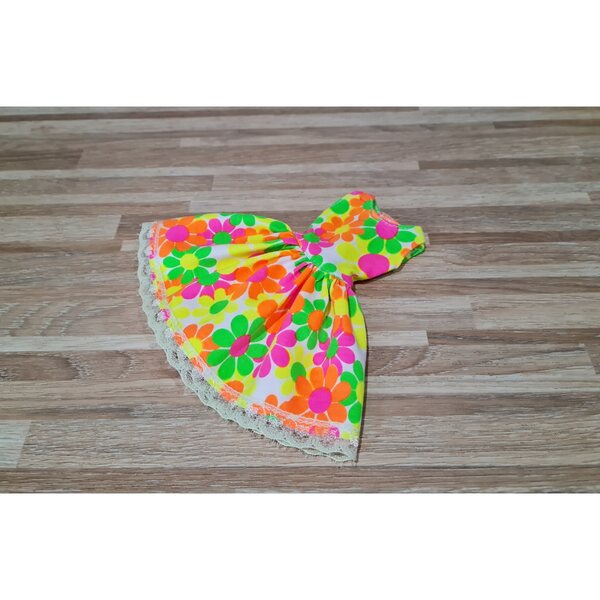 Blumenkleid für klassische Puppen, mit Spitze und Klettverschluss