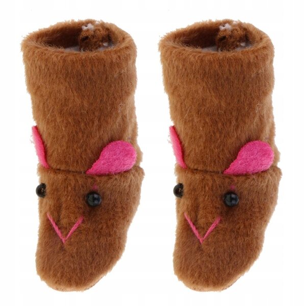 Scarpe Invernali Peluche Coniglio per Bambole 12'' Marroni 1/6