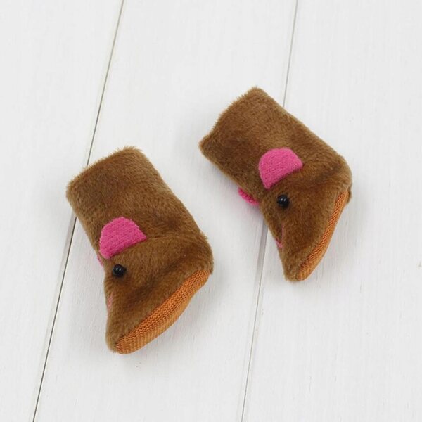 Scarpe Invernali Peluche Coniglio per Bambole 12'' Marroni 1/6