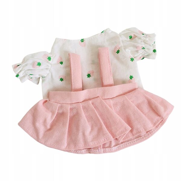 Ubranka pluszowe per bambole 20 cm con camicia e gonna rosa smontabile