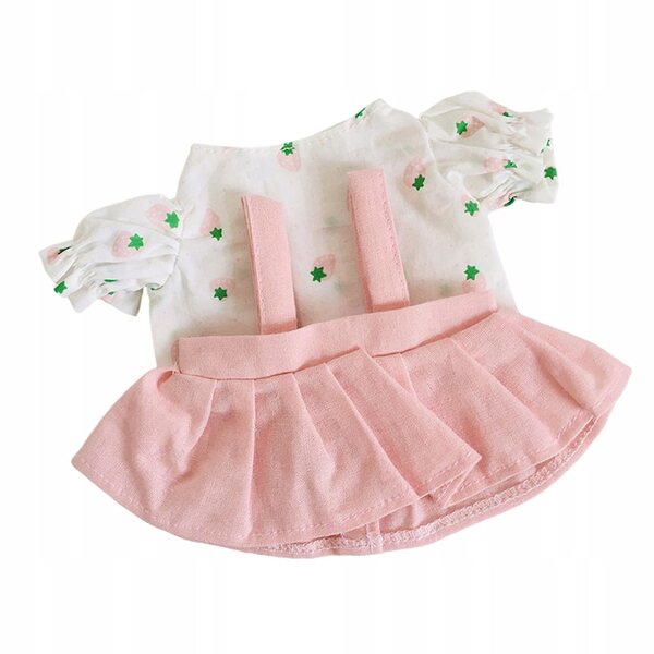 Ubranka pluszowe per bambole 20 cm con camicia e gonna rosa smontabile