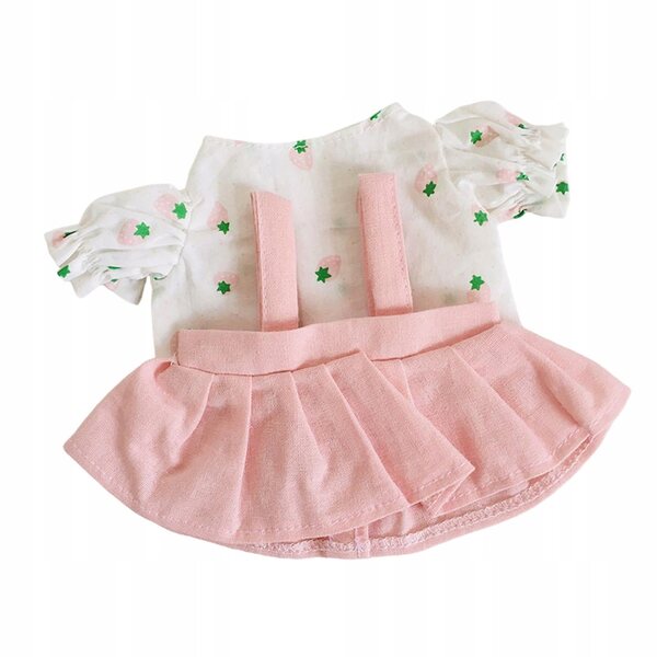Ubranka pluszowe per bambole 20 cm con camicia e gonna rosa smontabile