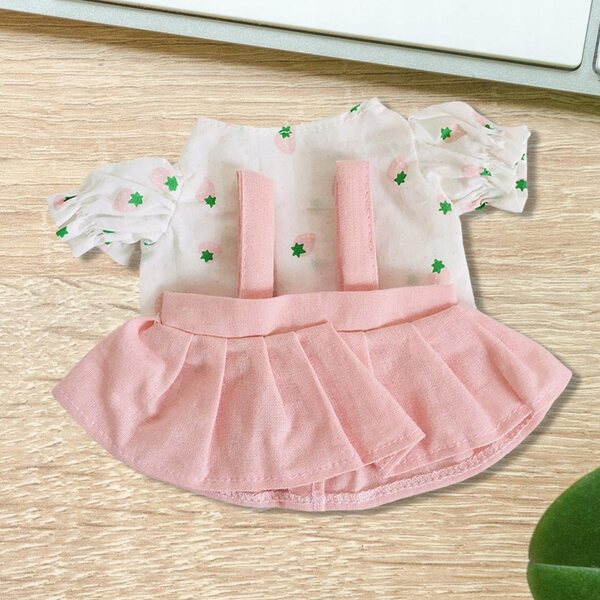 Ubranka pluszowe per bambole 20 cm con camicia e gonna rosa smontabile