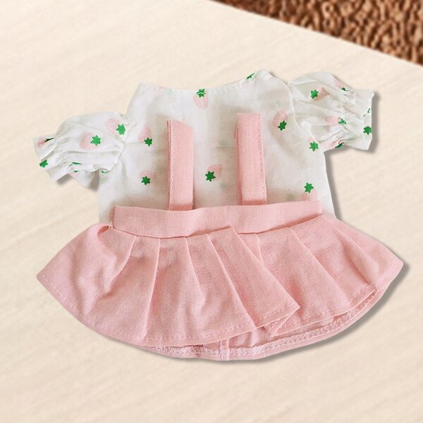 Ubranka pluszowe per bambole 20 cm con camicia e gonna rosa smontabile