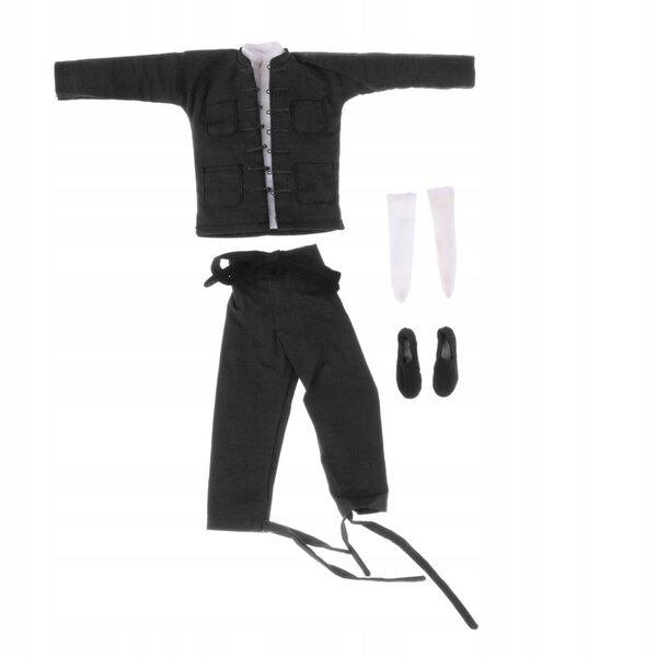 Costume cinese 1:6 fatto a mano per action figure maschili 12 pollici nero