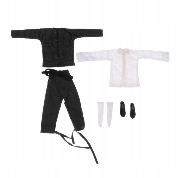 Costume cinese 1:6 fatto a mano per action figure maschili 12 pollici nero