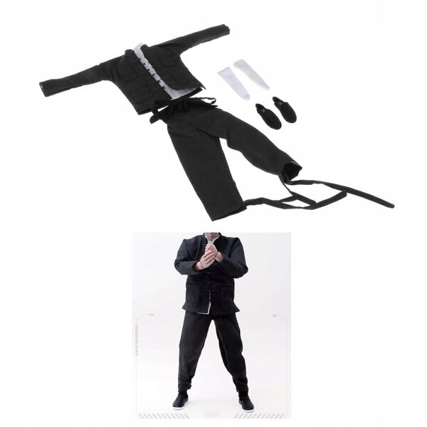 Costume cinese 1:6 fatto a mano per action figure maschili 12 pollici nero