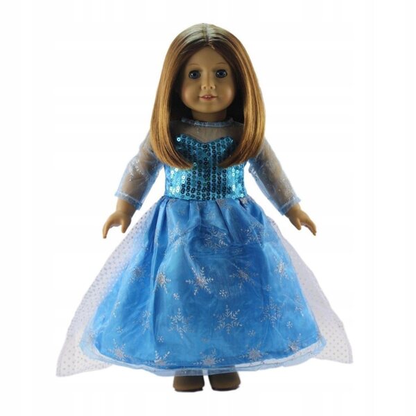 Elegantes blaues Kleid mit Pailletten für 45 cm große 18-Zoll-Puppen