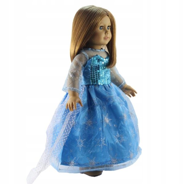 Elegantes blaues Kleid mit Pailletten für 45 cm große 18-Zoll-Puppen