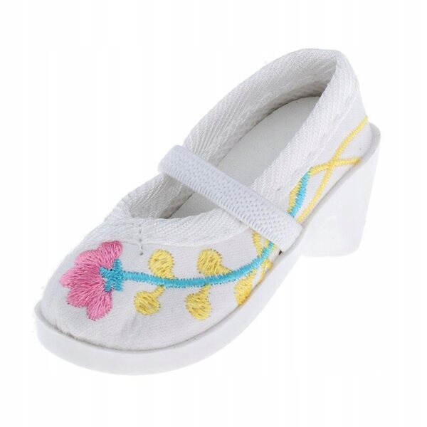 Elegante Schuhe mit Absatz für Sammler-1/3-BJD-Puppen, weiß bestickt