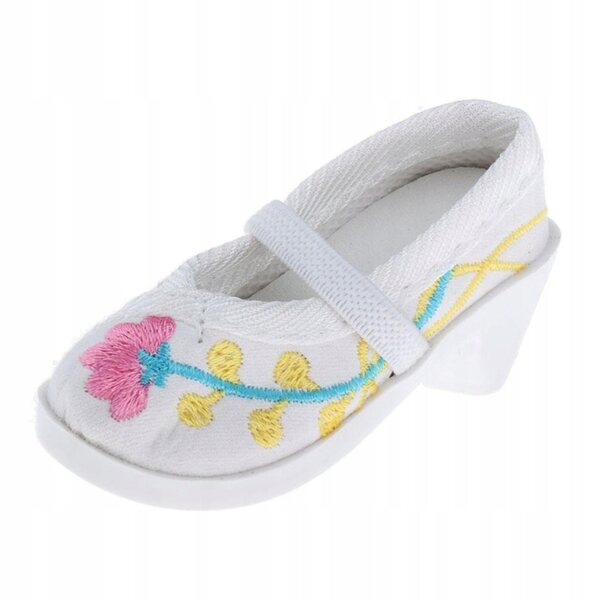 Elegante Schuhe mit Absatz für Sammler-1/3-BJD-Puppen, weiß bestickt