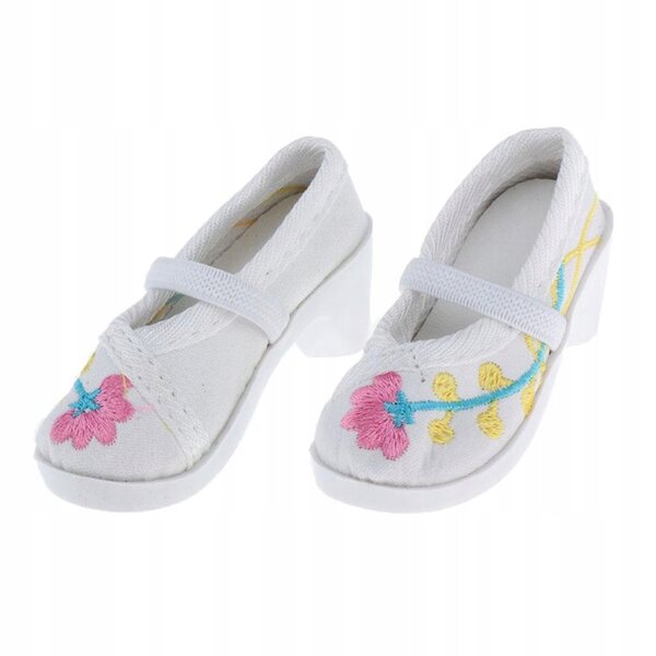 Elegante Schuhe mit Absatz für Sammler-1/3-BJD-Puppen, weiß bestickt
