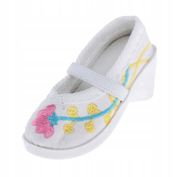Elegante Schuhe mit Absatz für Sammler-1/3-BJD-Puppen, weiß bestickt