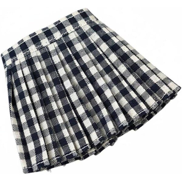 Gonna Scozzese per Bambola BJD 1/6 Stile Scolaretta in Tessuto Nero e Bianco