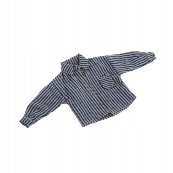1/12 Men Shirt Mini Clothing Dressing Up Rekwizyty Casual Soft Dark Blue Stripe