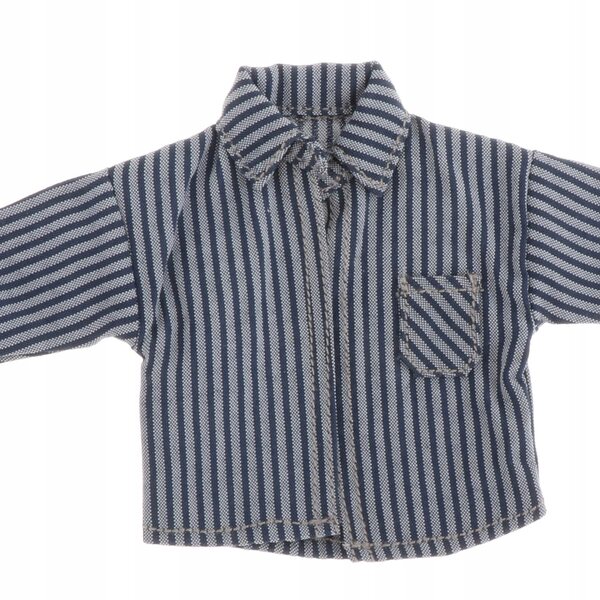 1/12 Men Shirt Mini Clothing Dressing Up Rekwizyty Casual Soft Dark Blue Stripe
