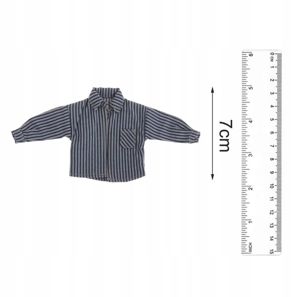 1/12 Men Shirt Mini Clothing Dressing Up Rekwizyty Casual Soft Dark Blue Stripe