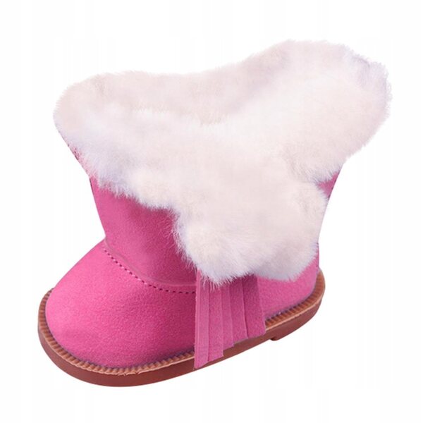 Scarpe da neve in camoscio rosa per bambole da 18 pollici con zip