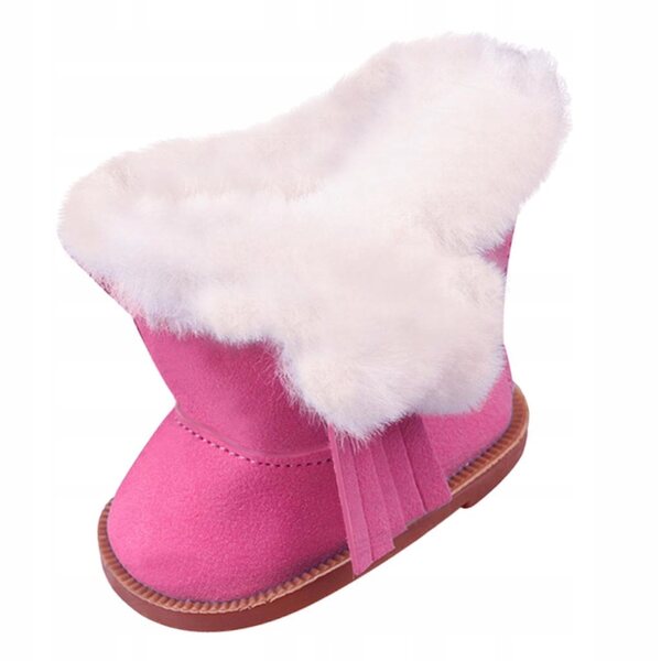 Scarpe da neve in camoscio rosa per bambole da 18 pollici con zip