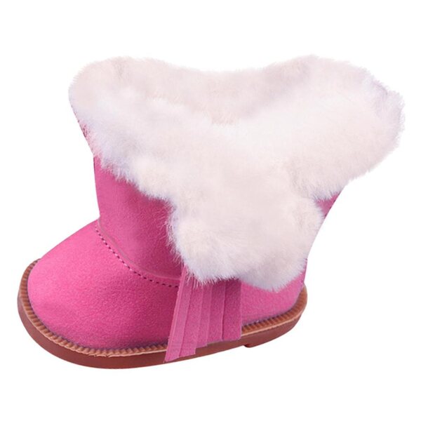 Scarpe da neve in camoscio rosa per bambole da 18 pollici con zip