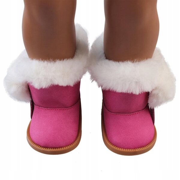 Scarpe da neve in camoscio rosa per bambole da 18 pollici con zip