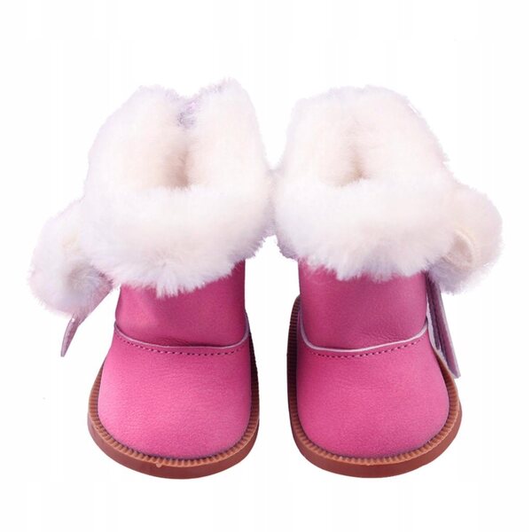Scarpe da neve in camoscio rosa per bambole da 18 pollici con zip