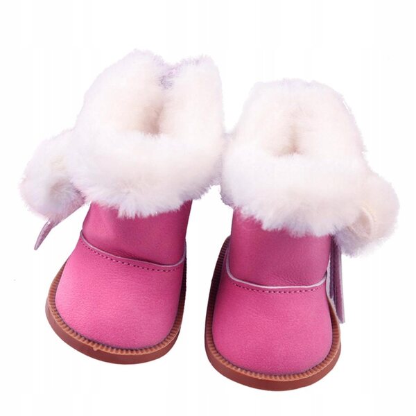 Scarpe da neve in camoscio rosa per bambole da 18 pollici con zip
