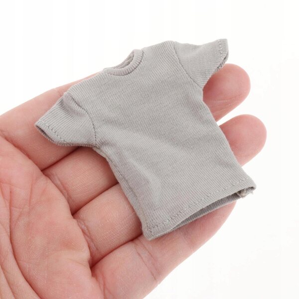 Maglietta a maniche corte per bambole 1:12 colore grigio ideale per figure femminili