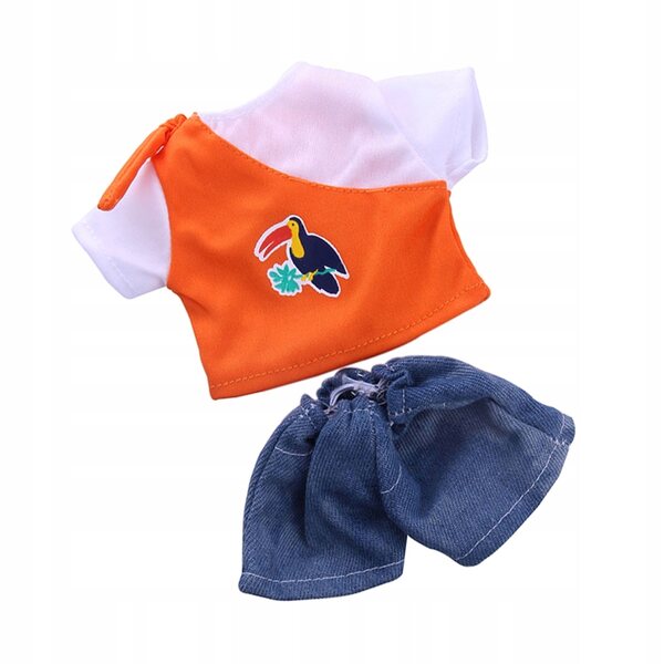 Lässige Kleidung für 14-Zoll-Puppen – orangefarbenes T-Shirt und Jeanshose