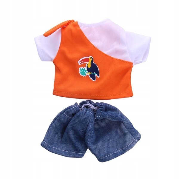 Lässige Kleidung für 14-Zoll-Puppen – orangefarbenes T-Shirt und Jeanshose