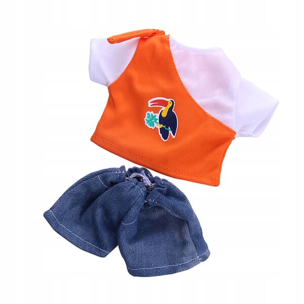 Lässige Kleidung für 14-Zoll-Puppen – orangefarbenes T-Shirt und Jeanshose