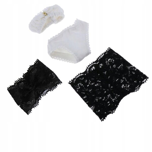 Set 2 pz Biancheria Intima in Pizzo per Bambole 1/4 BJD - Nero e Bianco