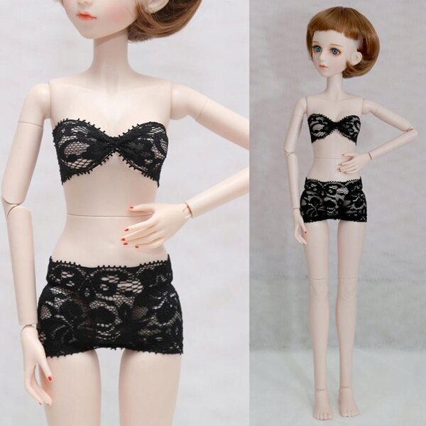 Set 2 pz Biancheria Intima in Pizzo per Bambole 1/4 BJD - Nero e Bianco